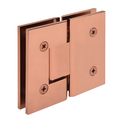 Rose gold solid-brass 180 glass-to-glass Vienna shower hinge V1E180RG, for 3/8-1/2 in tempered glass