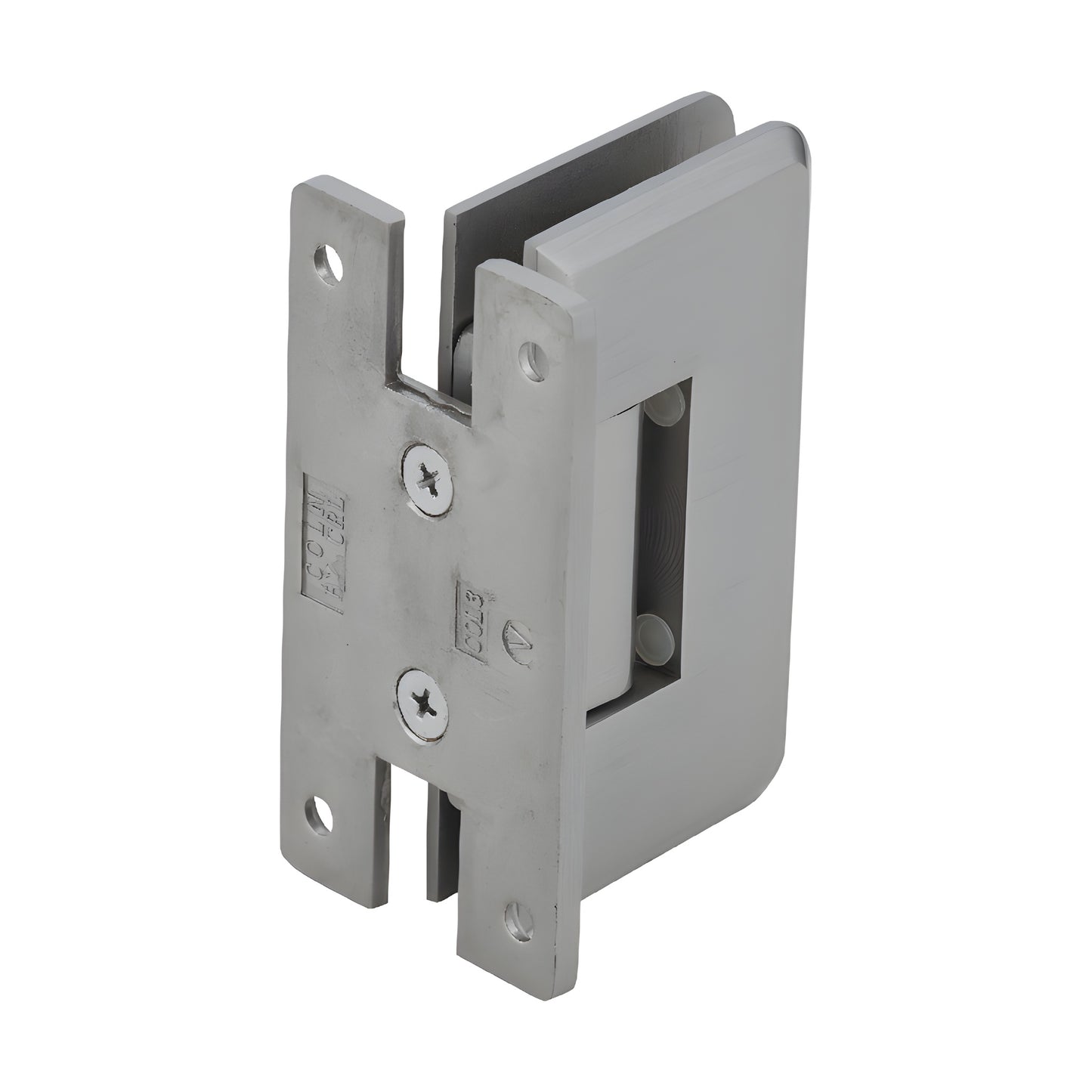 Brushed nickel shower hinge C0L537BN - solid brass, beveled wall-mount for 3/8-1/2 frameless glass