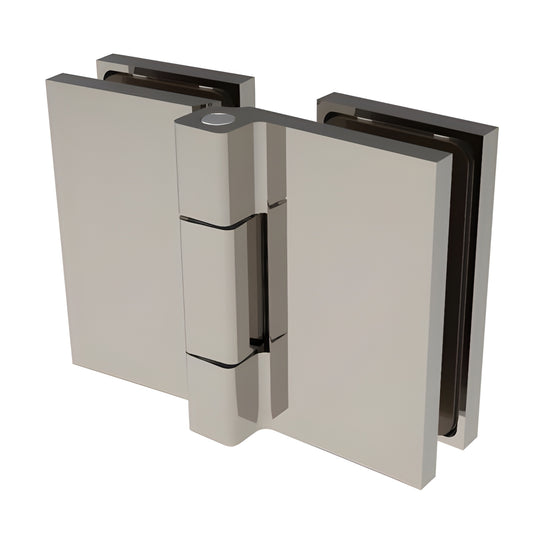 CRL Como C0M180BN brushed-nickel glass-to-glass swing hinge for frameless shower, square concealed design