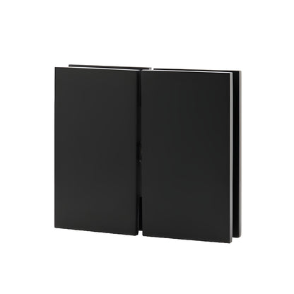 CAR02MBL matte black Cardiff squared glass-to-transom pivot hinge, brass, 8-10mm glass, 3-5/8in wide, self-centering.