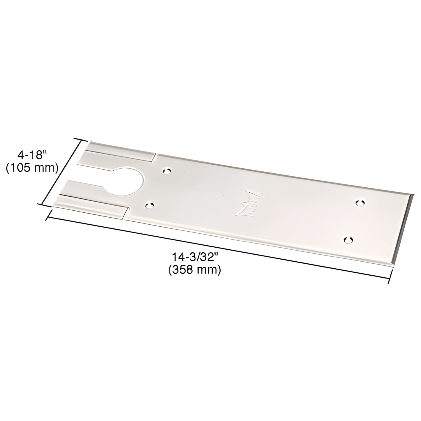 Dormakaba BTS80 polished stainless floor closer cover plate (BTS7410CPPS), universal, 14-3/32" x 4-1/8".
