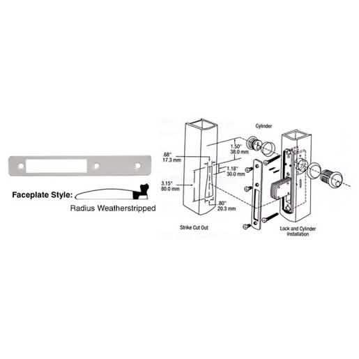 CRL Aluminum Radius Weather-stripped Faceplate for DL2110 Deadlocks - Durable & Secure