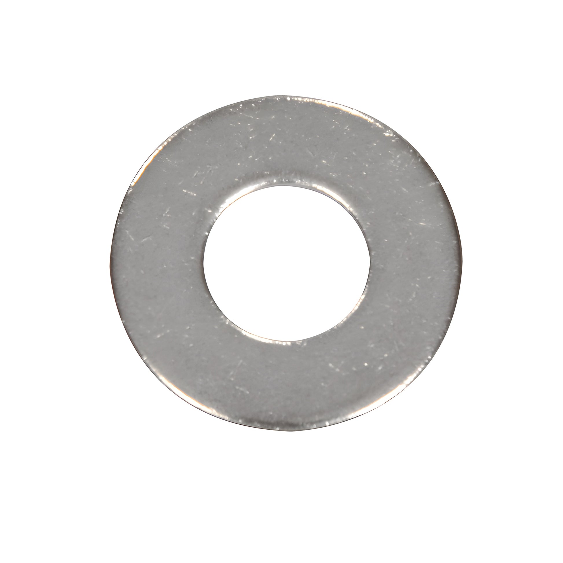 Stainless steel flat washer (FW3878S), round with center hole, fits 0.406" ID standoffs.