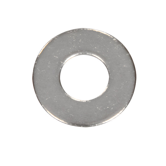Stainless steel flat washer (FW3878S), round with center hole, fits 0.406" ID standoffs.