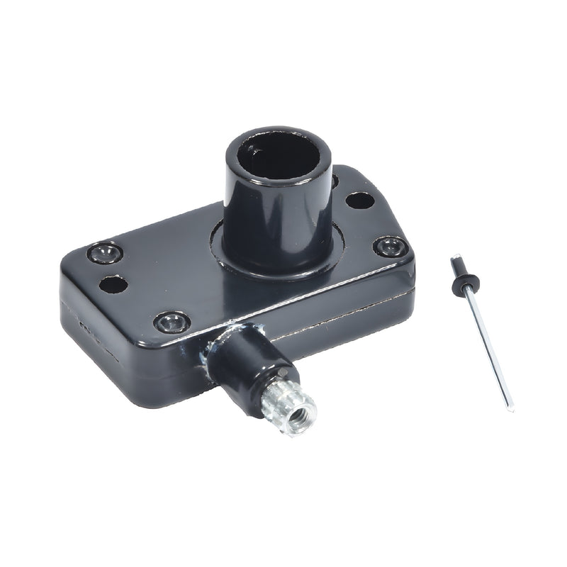 Black left-handed window gearbox GB0X46L - direct-fit vent/casement replacement with mounting holes and pop rivet shown