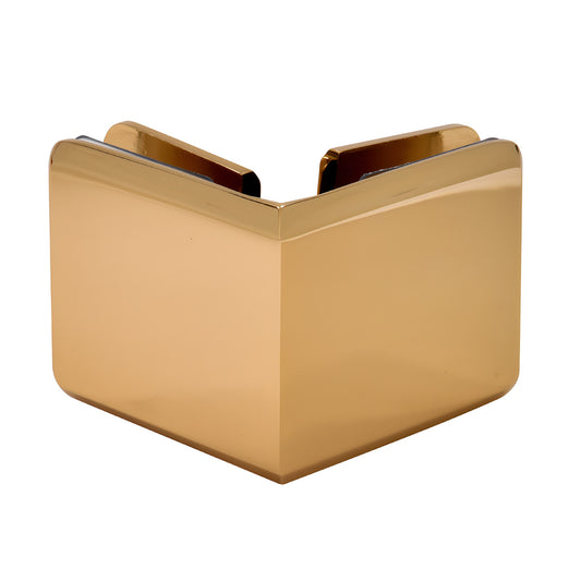 BGC90FG French Gold beveled brass 90 glass-to-glass clamp for 3/8-1/2" (10-12mm) frameless shower panels
