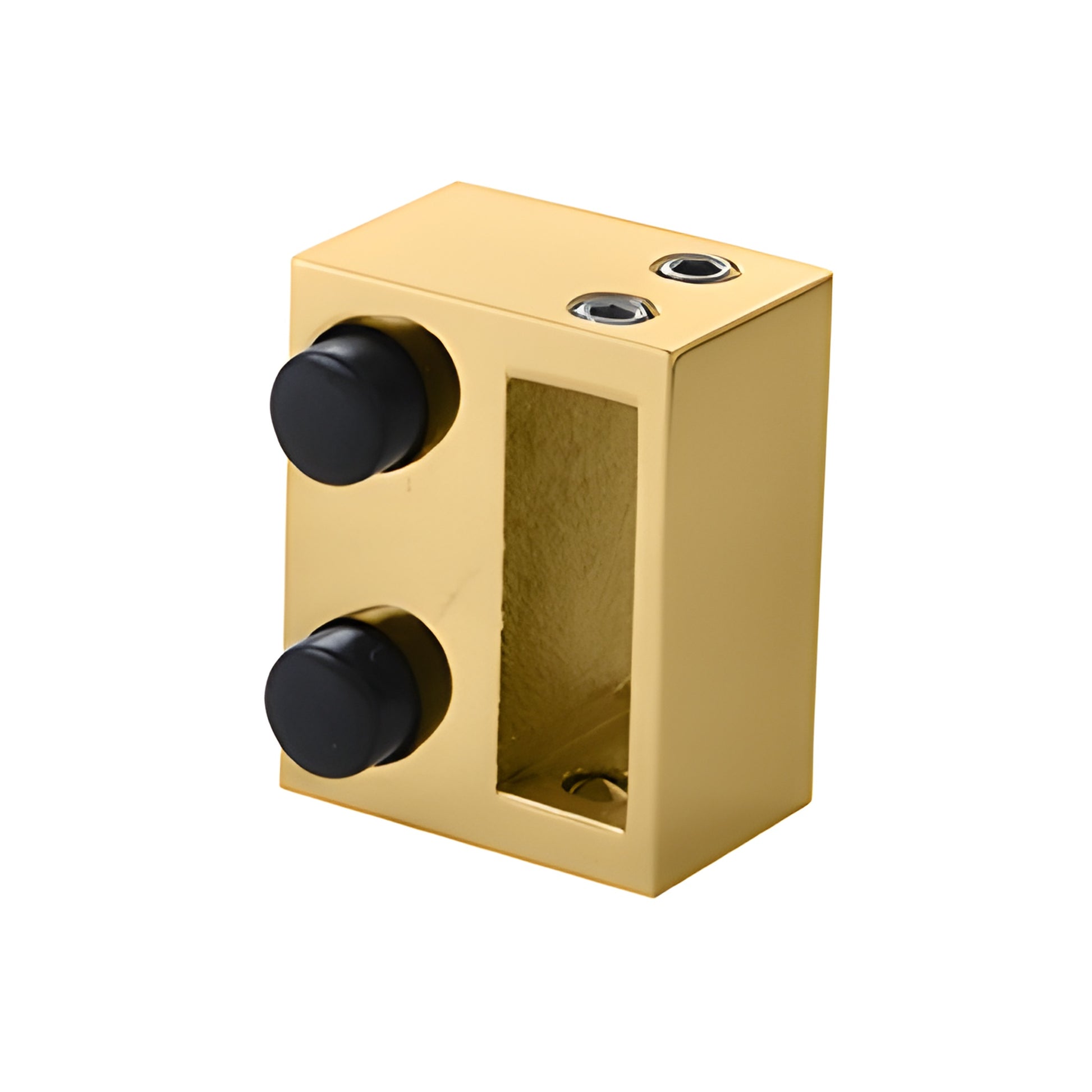 SER78SB satin brass frameless sliding shower system with squared header and rollers over clear glass, 78-3/4 in.