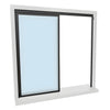 Florence countertop security sliding window, two-panel OX, 1/4" clear tempered glass, bronze frame. SKU D1038DU0X3648