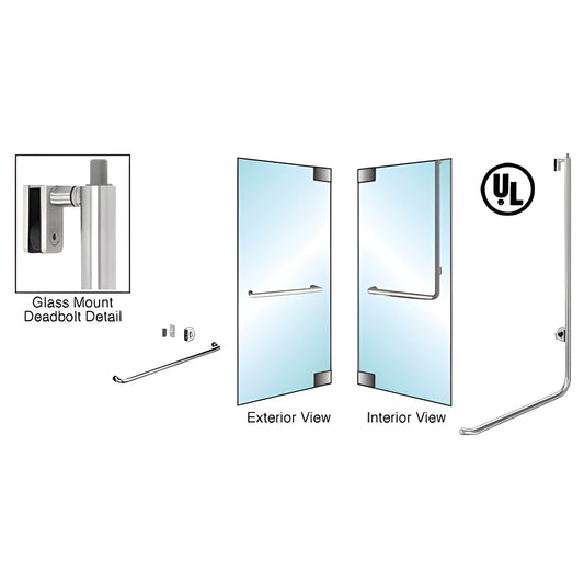 DB100A5G1BS brushed stainless steel all-glass deadbolt handle, 1-1/4 in. dia for 1/2 in. glass, right-hand