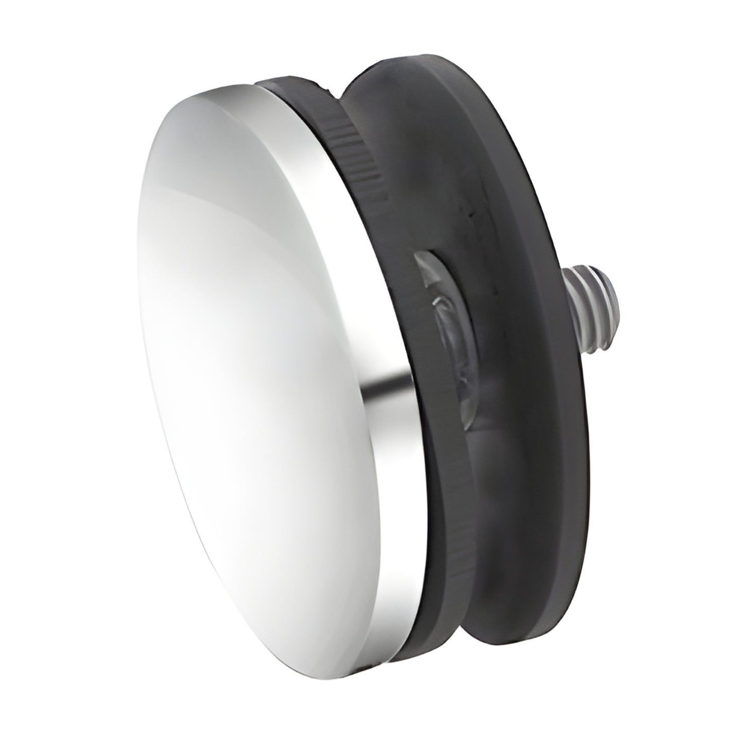 Polished 316 stainless steel standoff cap (RCAP3PS) for glass railing, 2-3/8" (60mm) diameter, includes gaskets and screw