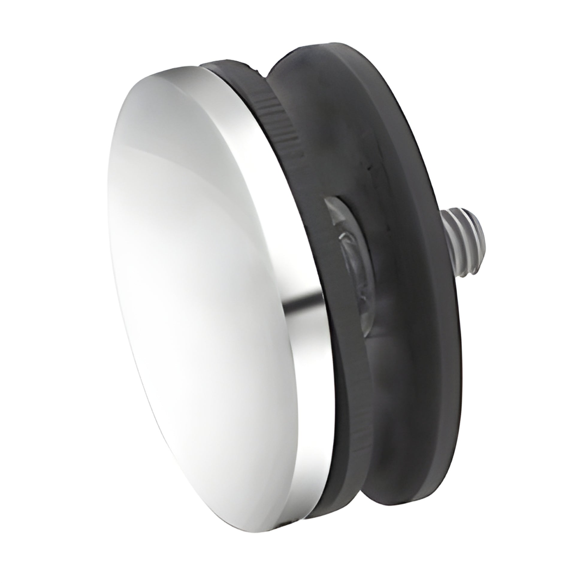 Polished 316 stainless steel standoff cap (RCAP3PS) for glass railing, 2-3/8" (60mm) diameter, includes gaskets and screw