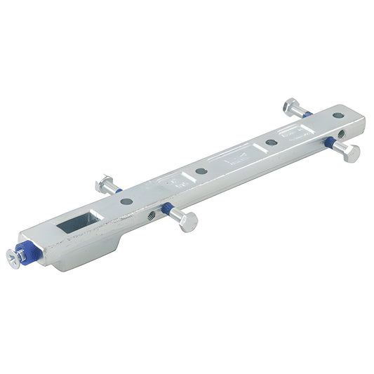 Dormakaba center-hung chrome bottom arm (SKU 7422) for BTS75V/BTS80/CRL floor closers, with adjustment screws.