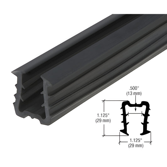 Black rubber SRF15 cap rail insert SRF1513PV - fits 1/2"-5/8" (12/16mm) glass, 240" roll