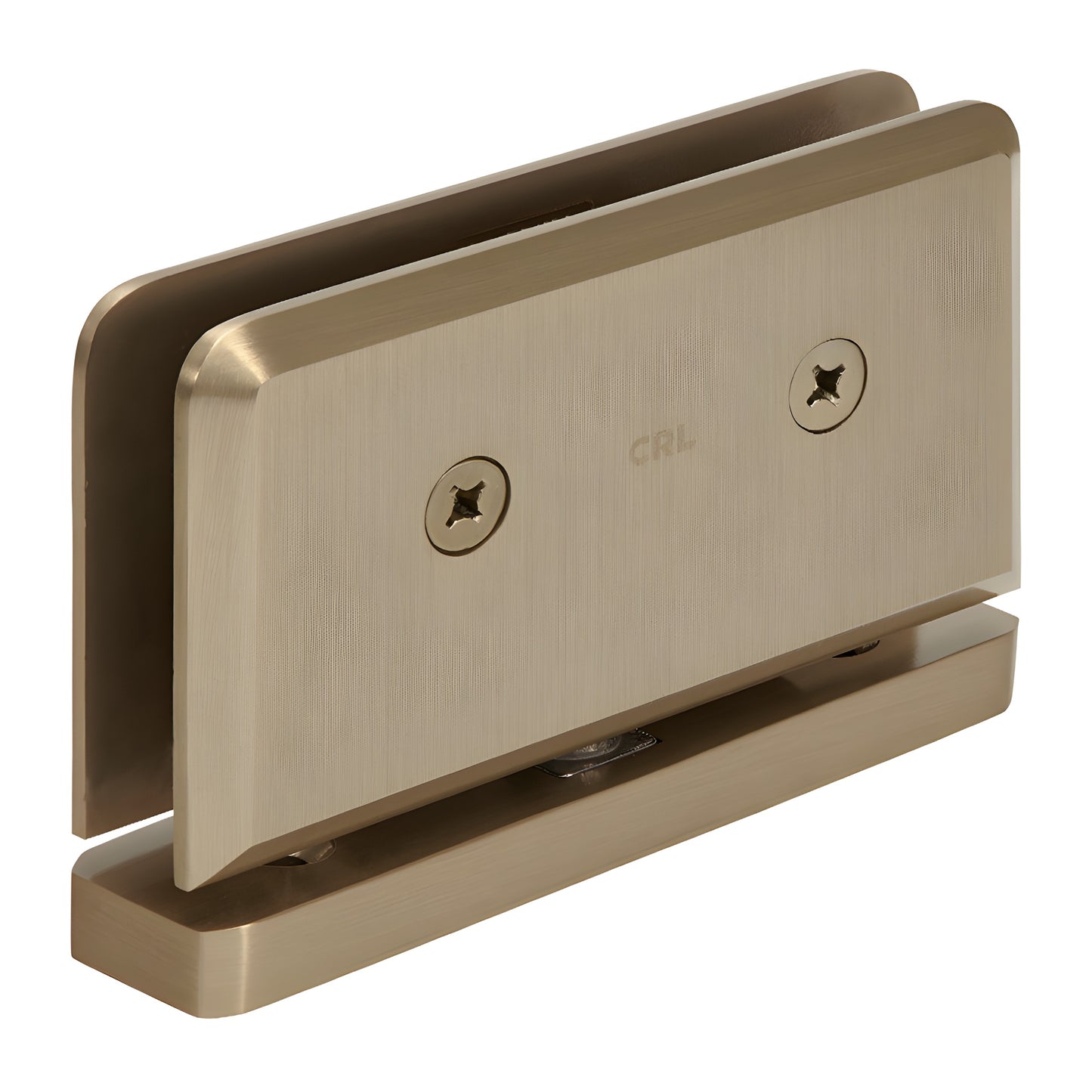 Brushed bronze solid-brass Senior Prima pivot hinge for 1/2" glass shower door, beveled edge (SKU SRPPH01BBRZ)
