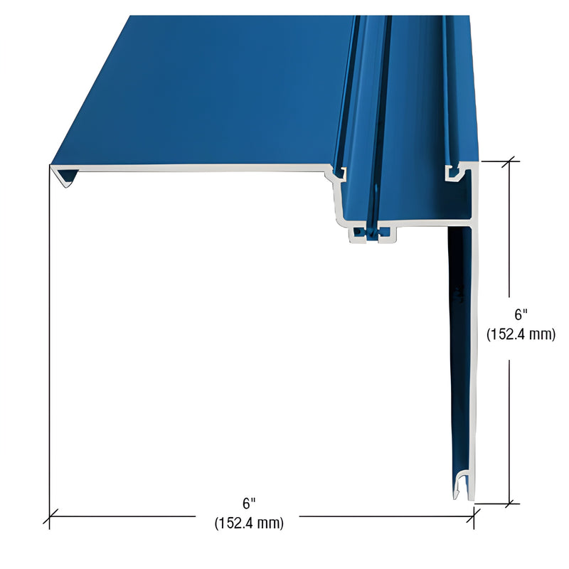 Blue painted aluminum extrusion cross-section for curtain wall/face cap, 6" x 6", SKU FT79071.