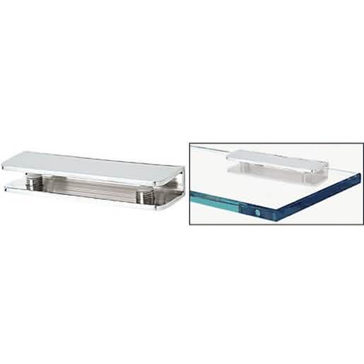 CRL Polished Chrome Rectangular Shower Shelf Clamp for sleek, modern bathroom design.