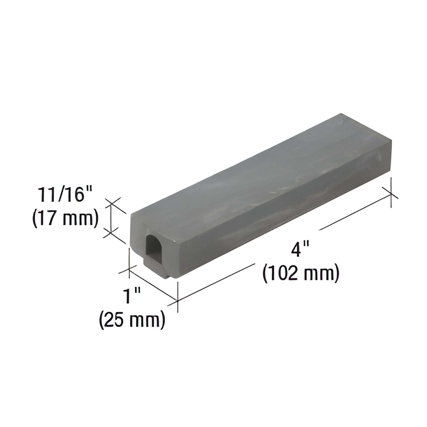 SB510 black EPDM setting block - rectangular glazing spacer, 4" 1" 11/16", sold 20 per pack.