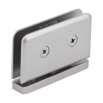Satin Nickel Prima 01 Series Hinge: Top/Bottom Mount, Sleek Design, Durable Construction.