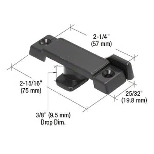 CRL Black Window Sash Lock for Krestmark Single Hung Windows, 2-1/4" Screw Holes