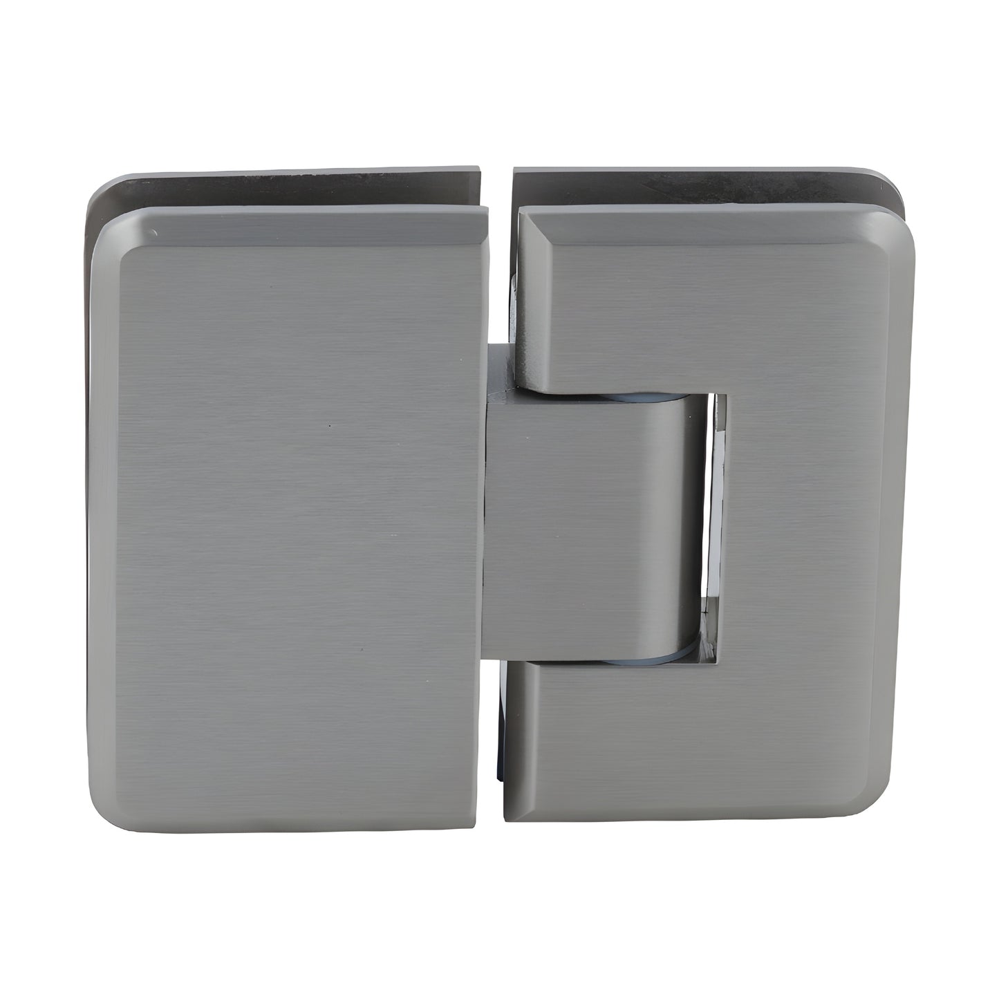 Brushed-nickel adjustable glass-to-glass shower hinge (Cologne series) for 10-12mm glass, self-centering