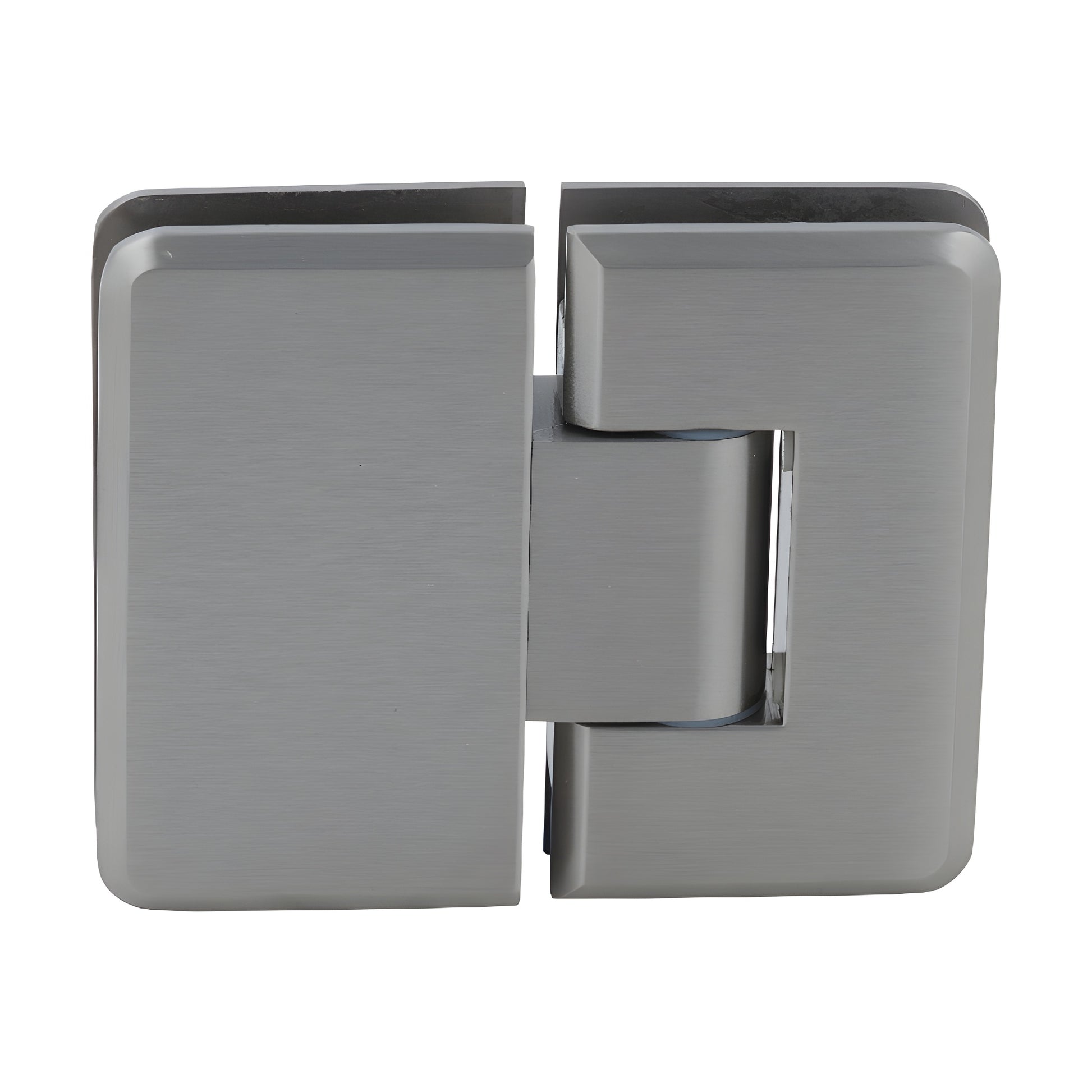 Brushed-nickel adjustable glass-to-glass shower hinge (Cologne series) for 10-12mm glass, self-centering