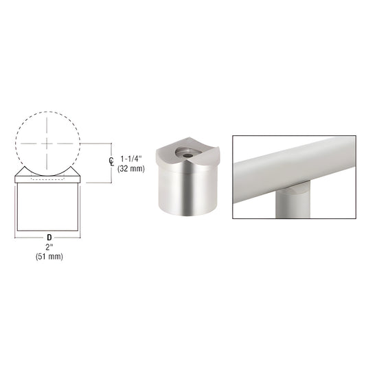 Polished stainless steel perpendicular collar (SKU HR20PCPS) for 1-1/4 (32 mm) tubing, fits into 2 partition post.