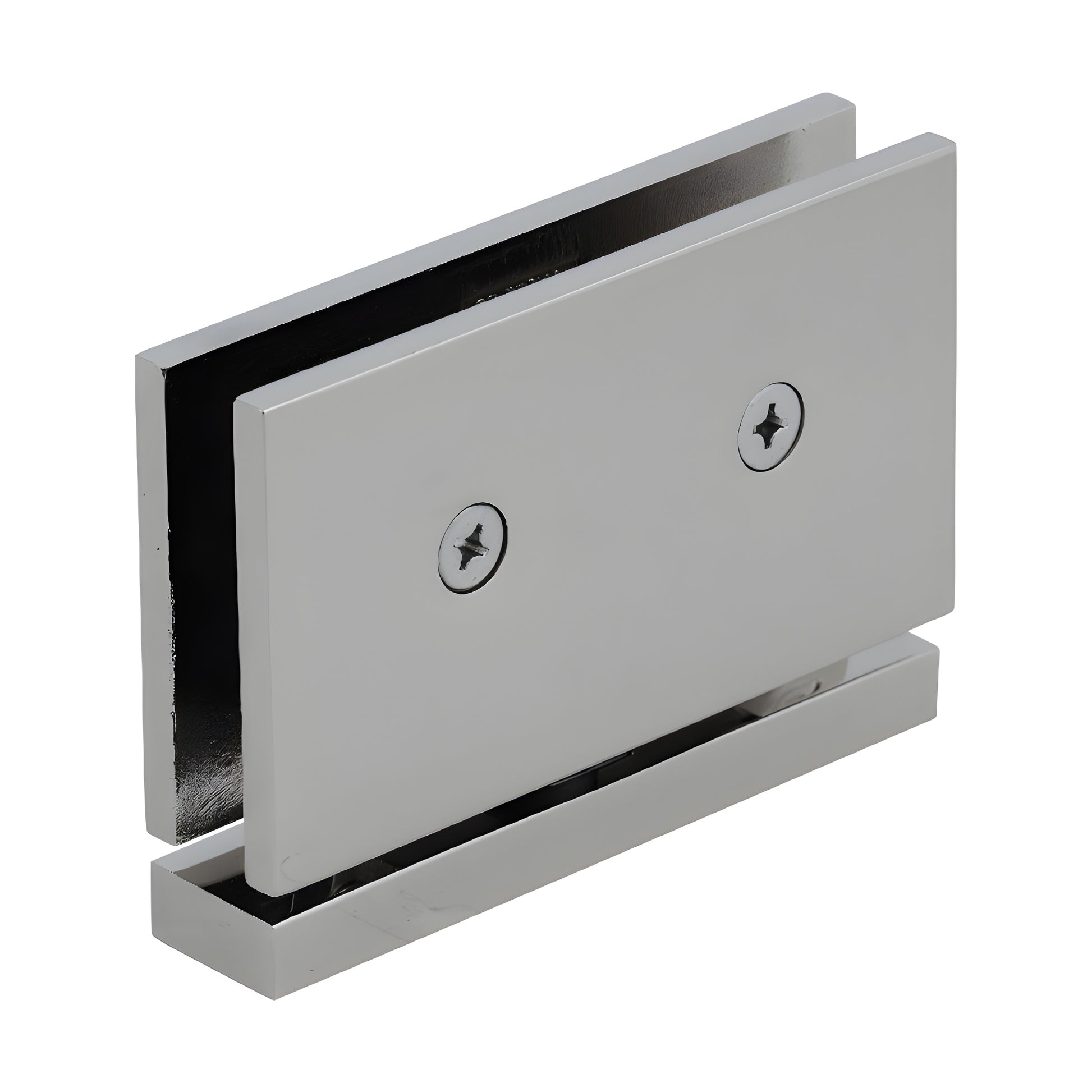 Polished nickel brass pivot hinge for 1/2 (12mm) tempered glass shower door - SKU SRCAR01PN