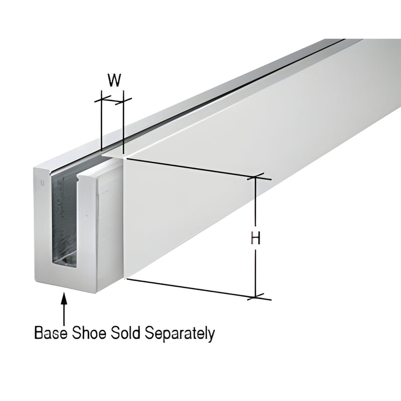 Satin anodized aluminum base shoe cladding SKU LBSCSA10 - 118-1/8" L, 7/8" W, 4-13/16" H.