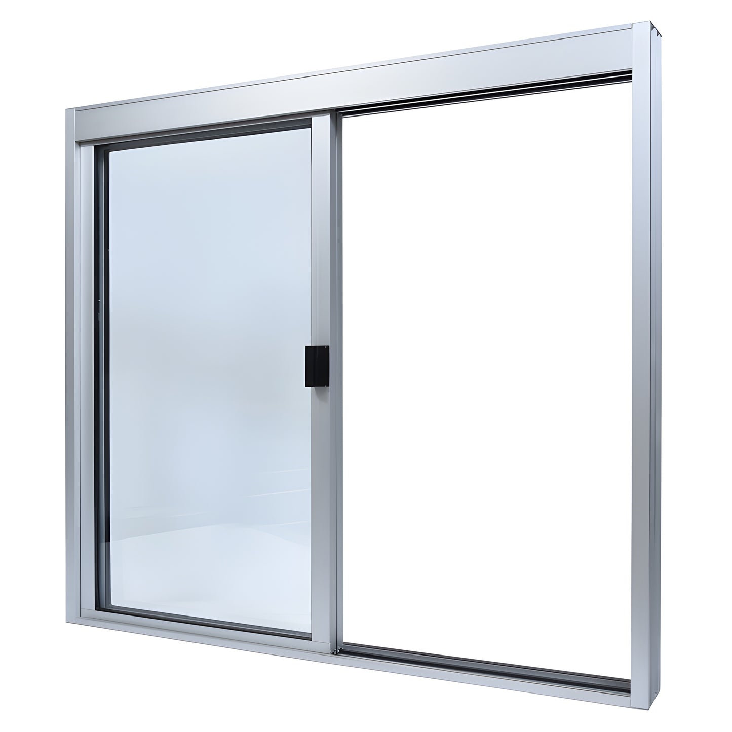 DW48480XGA satin-anodized aluminum 48x48 OX sliding service window with 1/4" clear tempered glass.
