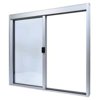 DW48480XGA satin-anodized aluminum 48x48 OX sliding service window with 1/4" clear tempered glass.