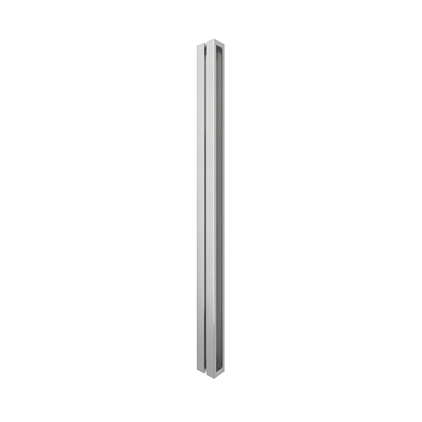 HPH480BS O-style brushed stainless steel shower door handle, slim back-to-back square tubular double bar for 3/8" glass