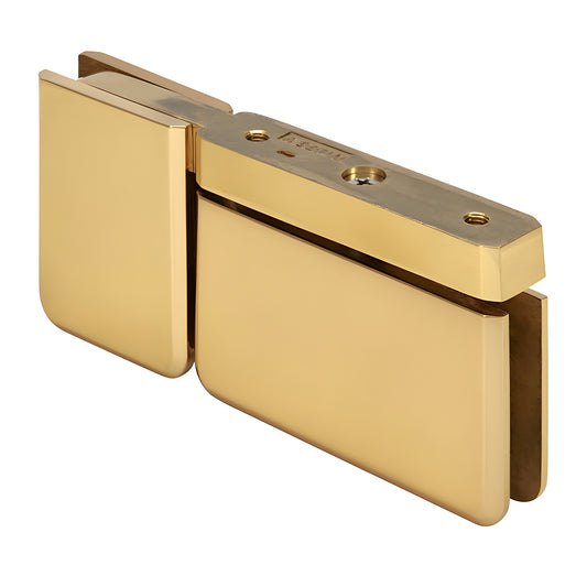 PPH07ULBR unlacquered brass beveled pivot hinge for 5/16-3/8" tempered glass, self-centering, head/sill mount.