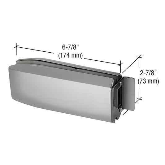 Brushed stainless steel PTH314BS glass-mounted door latch for 3/8-1/2" tempered glass, 6-7/8" 2-7/8".