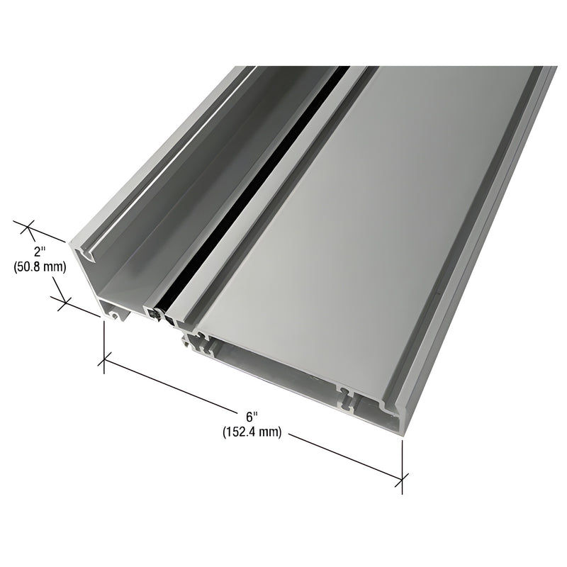 Aluminum extrusion profile FT76311, clear anodized, architectural 6 in 2 in cross-section, 6063 T5.