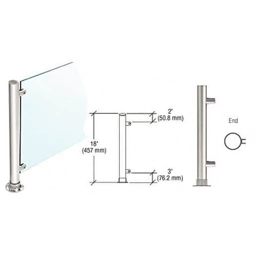 CRL Polished Stainless Steel 18" PP45 Counter End Post - Modern & Sleek Design