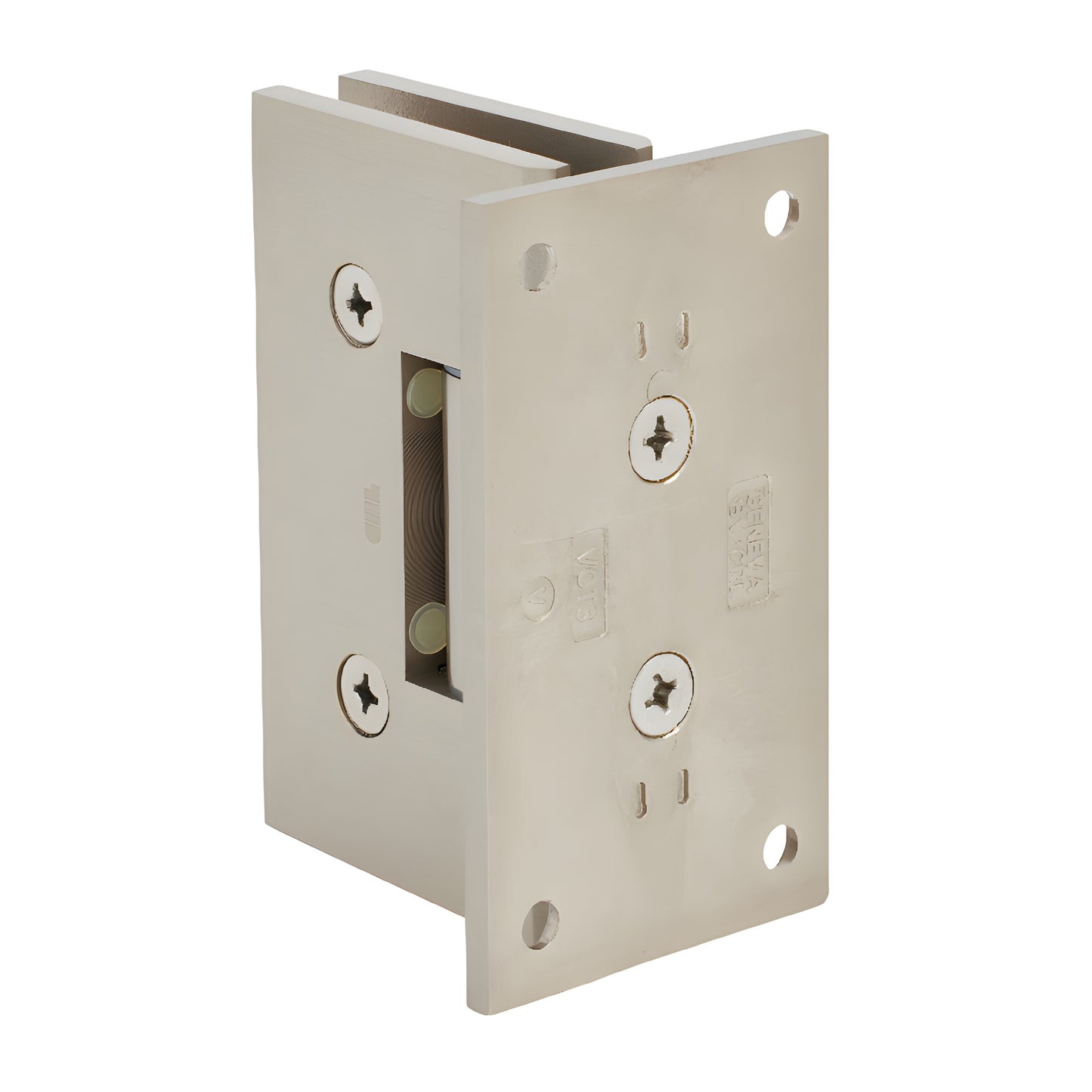 CRL Victoria VCT037BN brushed nickel solid brass frameless shower door hinge, wall-mount, self-centering.