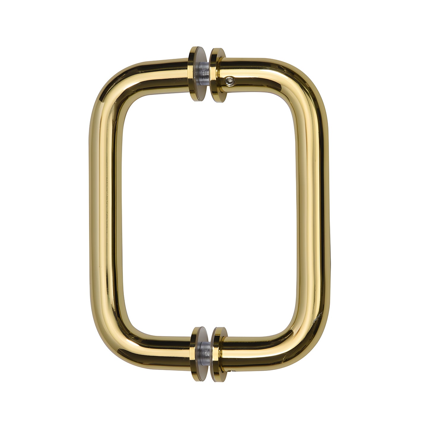 Polished brass 6" tubular rectangular shower door pull, back-to-back glass mount, fits 1/4-1/2 glass (SKU SDPR6BR)