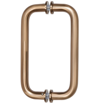 Dark brushed bronze solid brass 8 in. back-to-back rectangular shower door pull, 3/4 in. dia for 1/4-1/2 in. glass