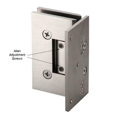 CRL Vienna Adjustable Wall Mount Hinge, Brushed Nickel, Elegant Offset Back Plate Design
