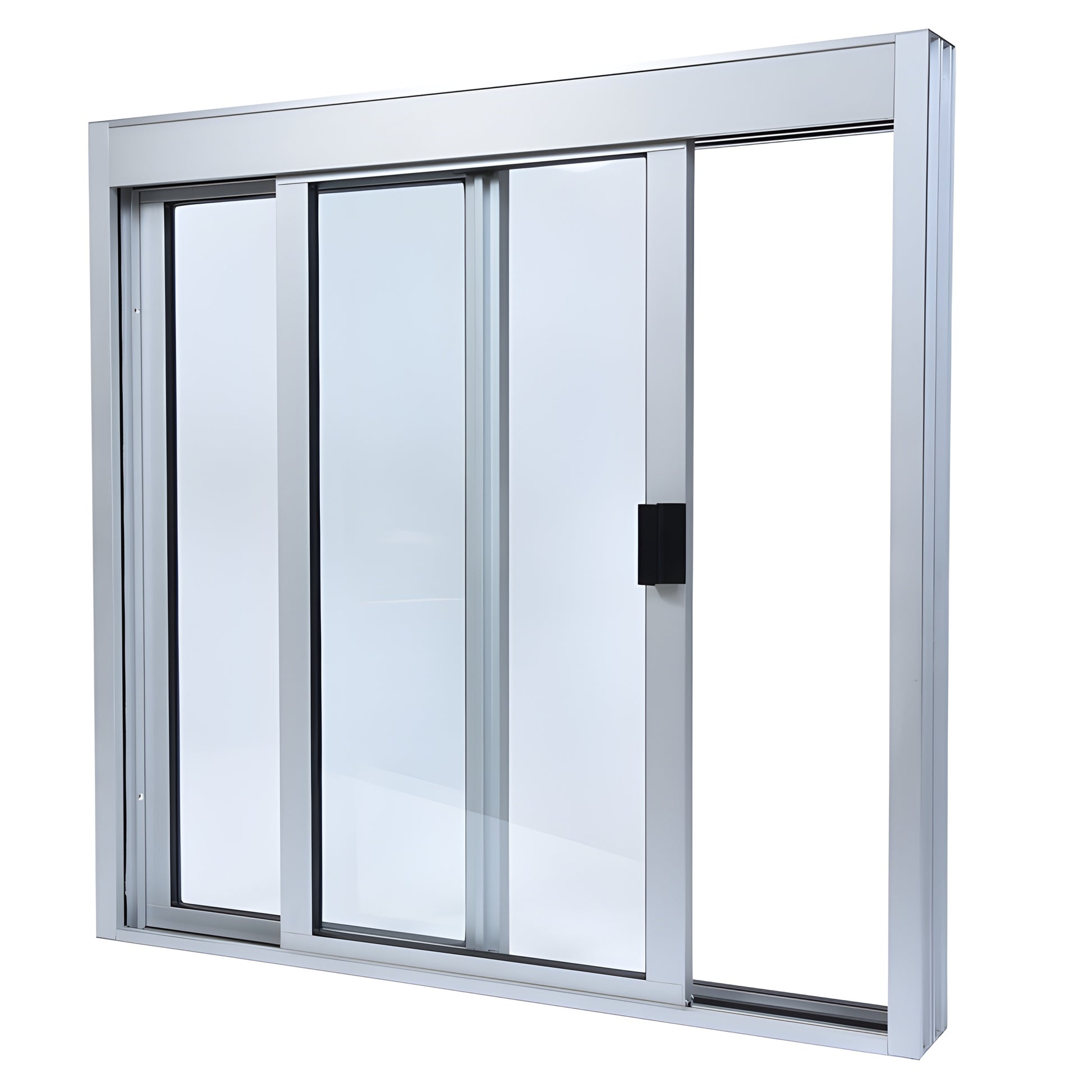 DW36360XGA satin anodized aluminum 36x36 sliding service window, factory glazed 1/4" tempered glass, self-latching handle