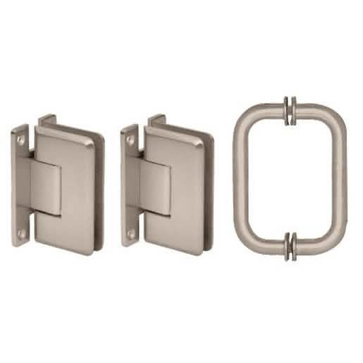 CRL Brushed Nickel Cologne 037 Hinge & Shower Pull Handle Set - Sleek & Durable Design