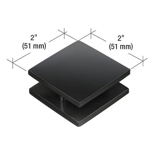 MFC18MBL matte black 2 x 2 square mall-front glass clamp, fits 3/8-3/4 in tempered glass