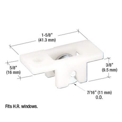 "CRL Sliding Window Roller with 7/16" Steel Wheel for H.R. Windows - Durable Replacement P