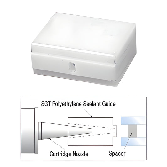White polyethylene push-on sealant guide SGT38 (3/8") for insulating glass cartridge nozzles