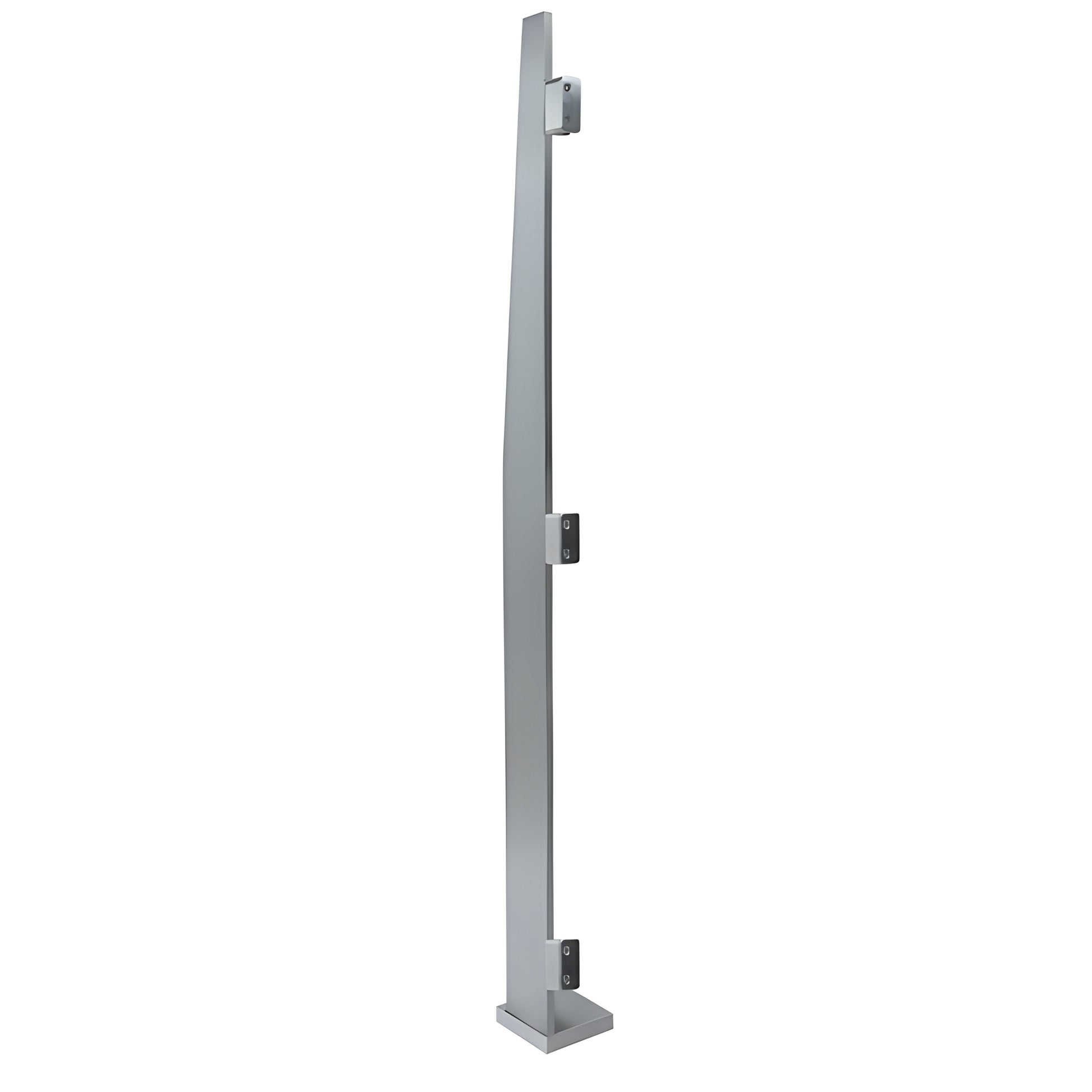 MET01EBSC Metropolis brushed stainless steel slim post for glass windscreen, 3/4 trim with three clamp mounts, surface-mount
