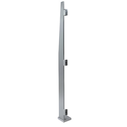 MET01EBSC Metropolis brushed stainless steel slim post for glass windscreen, 3/4 trim with three clamp mounts, surface-mount