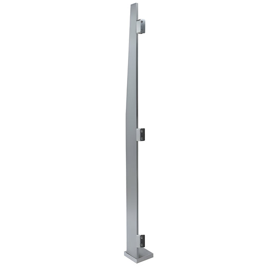 MET01EBSC Metropolis brushed stainless steel slim post for glass windscreen, 3/4 trim with three clamp mounts, surface-mount