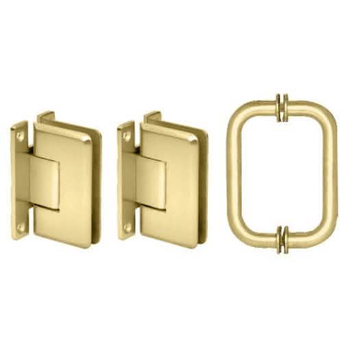 "CRL Polished Brass Cologne 037 Hinge & Shower Pull Handle Set - Elegant Bathroom Hardware