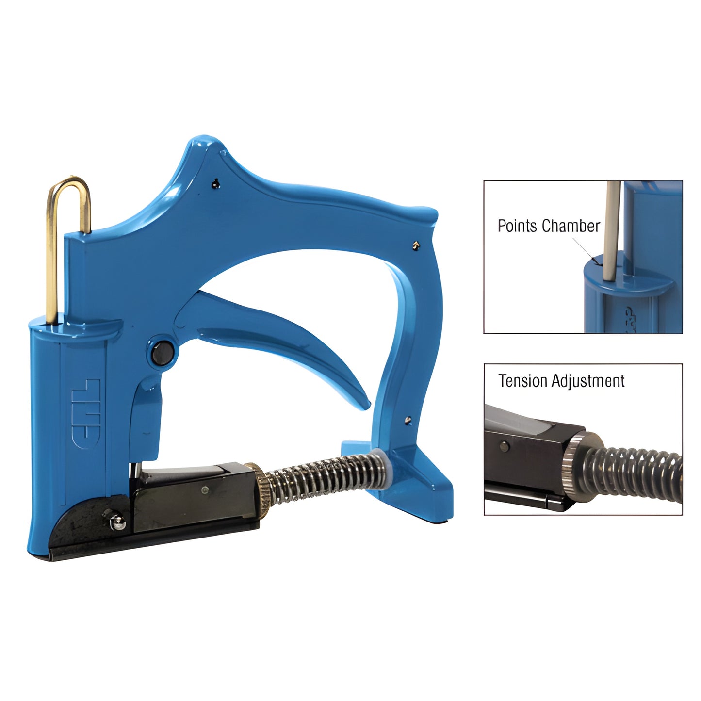 Blue all-metal CRL PD9 diamond point glazing driver with adjustable tension, spring feed and rubber-cushioned base.