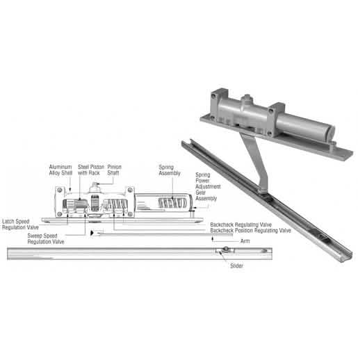 Norton® Aluminum 7900 Series Left Hand Interior Door Closer - No Hold Open Feature